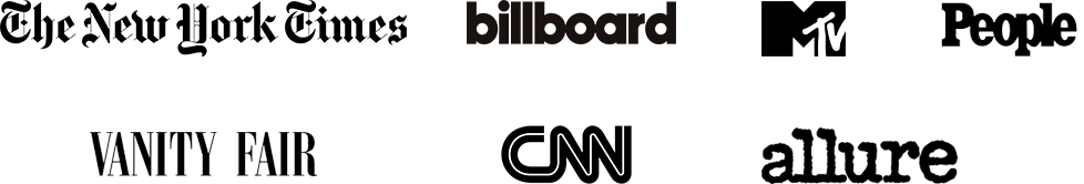 Featured in The New York Times, billboard, MTV, People, Vanity Fair, CNN, and allure